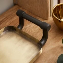 Industrial Brushed Gold Decorative Tray 6 Industrial Brushed Gold Decorative Tray -Dunelm 30962871 alt01