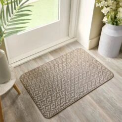 Marvel Boucle Greek Key Washable Doormat -Dunelm 30977301